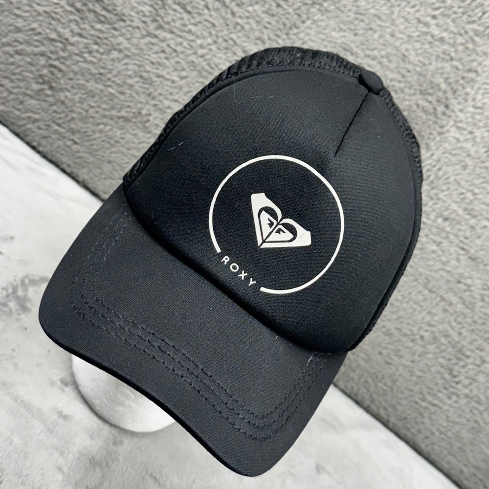 Roxy Trucker Hat Women One Size Black‎ Excellent Mesh Snapback Foam Logo Cap